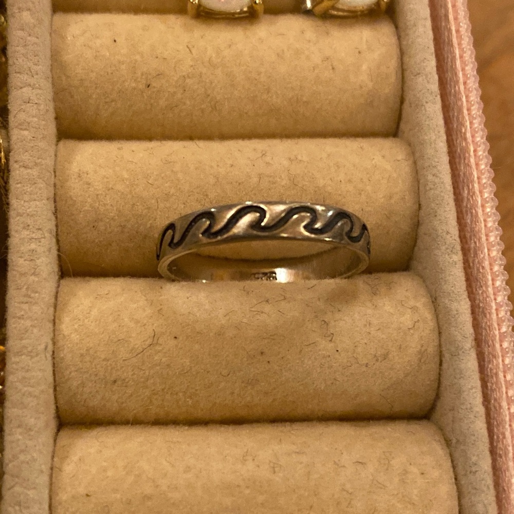Sterling Silver Wave Pattern Ring 5 - image 1